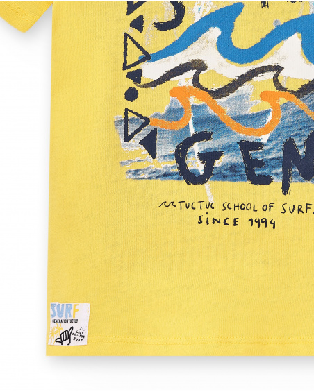 T-shirt garçon en maille jaune Collection Sons Of Fun
