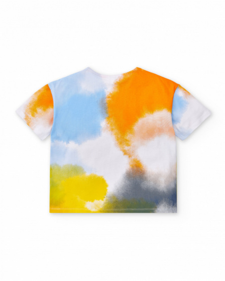 T-shirt garçon blanc en maille tie-dye Collection Sons Of Fun