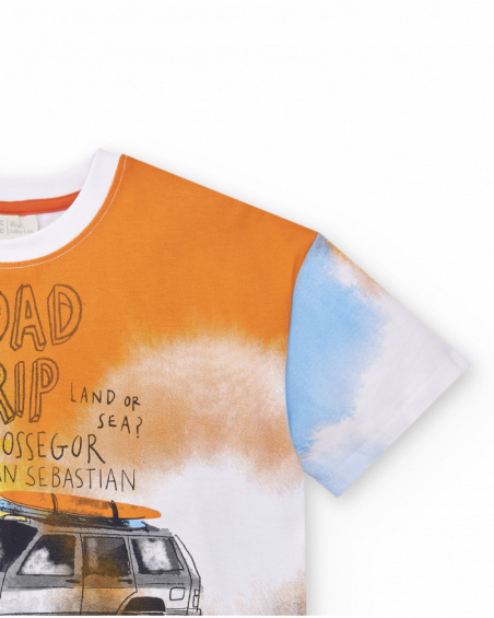 T-shirt garçon blanc en maille tie-dye Collection Sons Of Fun