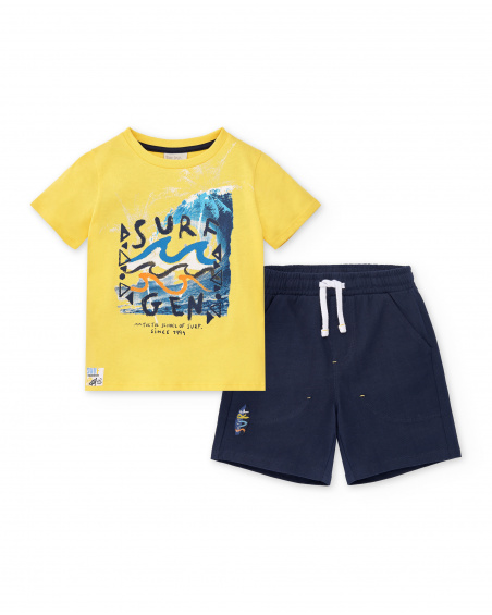 Ensemble tricot garçon bleu jaune Collection Sons Of Fun