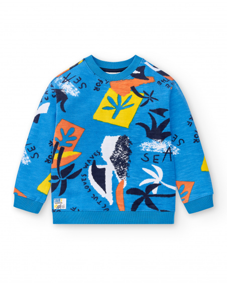 Sweat garçon peluche bleu Collection Sons Of Fun