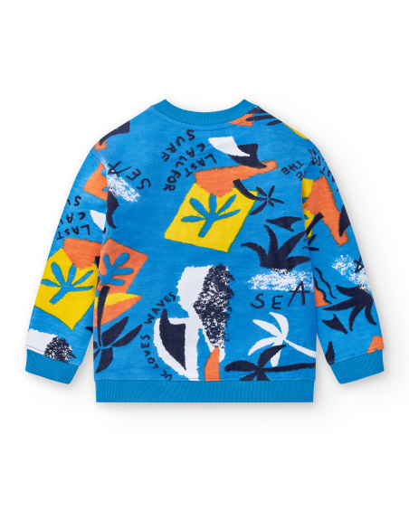Sweat garçon peluche bleu Collection Sons Of Fun