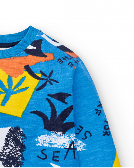 Sweat garçon peluche bleu Collection Sons Of Fun