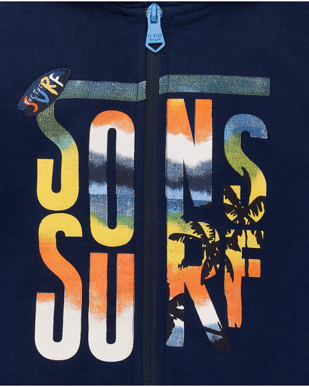 Doudoune garçon marine en peluche Collection Sons Of Fun