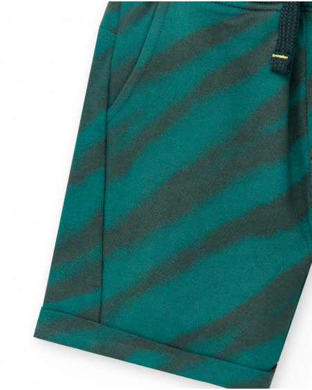 Bermuda peluche garçon rayé vert Collection Savage Spirit