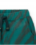 Bermuda peluche garçon rayé vert Collection Savage Spirit