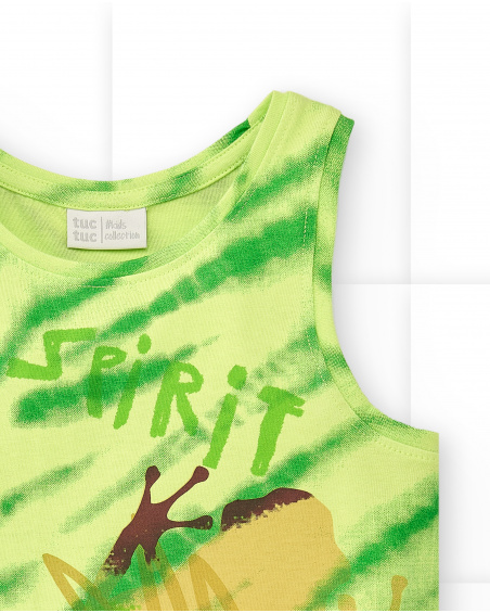 Débardeur tricoté vert pour garçon Collection Savage Spirit