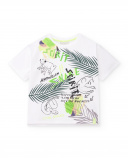 T-shirt animal en tricot blanc pour garçon Collection Savage