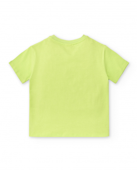 T-shirt garçon en maille vert anis Collection Savage Spirit