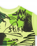 T-shirt garçon en maille vert anis Collection Savage Spirit