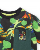 T-shirt en maille vert poche garçon Collection Savage Spirit