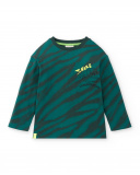 T-shirt tricot rayé vert pour garçon Collection Savage Spirit