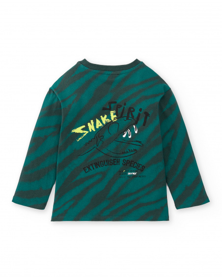 T-shirt tricot rayé vert pour garçon Collection Savage Spirit