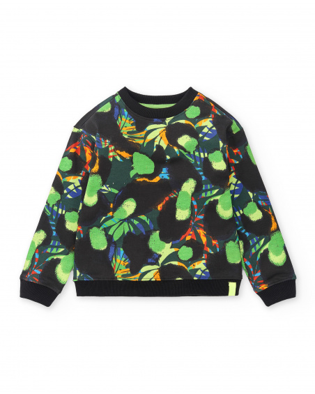 Sweat garçon peluche noir Collection Savage Spirit