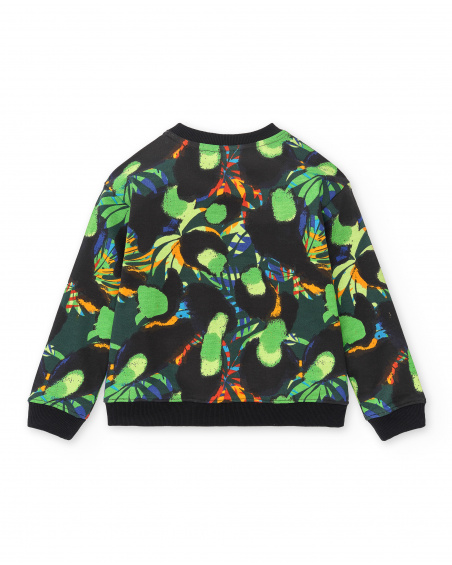 Sweat garçon peluche noir Collection Savage Spirit