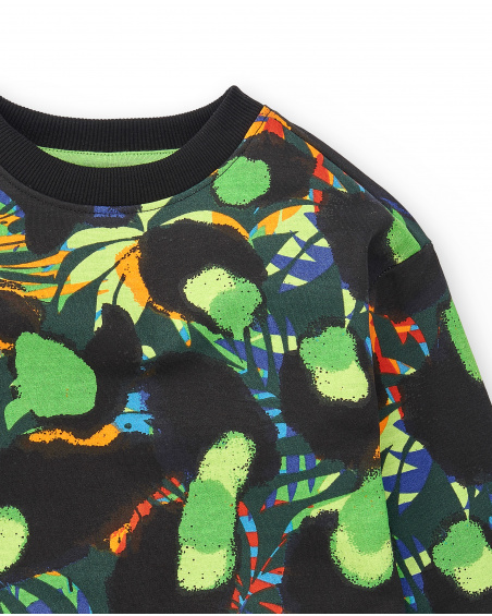 Sweat garçon peluche noir Collection Savage Spirit