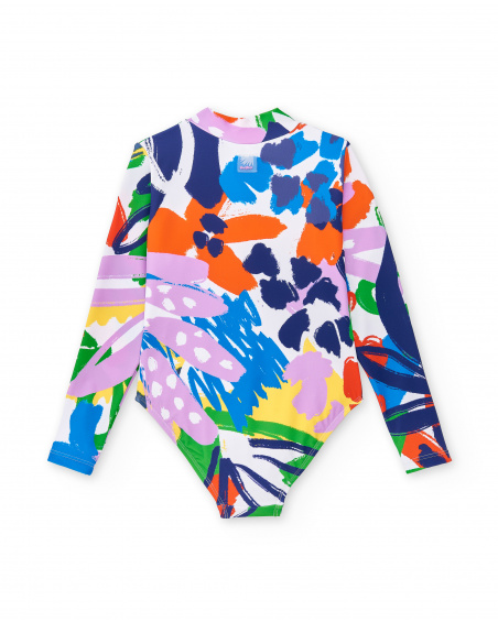 Maillot de bain fille blanc zippé Collection Rockin The Jungle