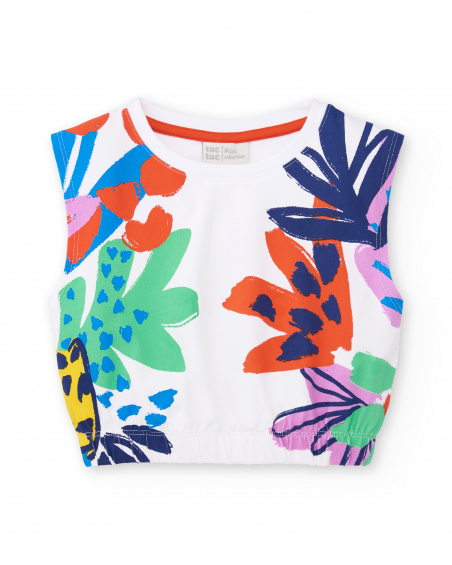 T-shirt fille en maille blanc Collection Rockin The Jungle