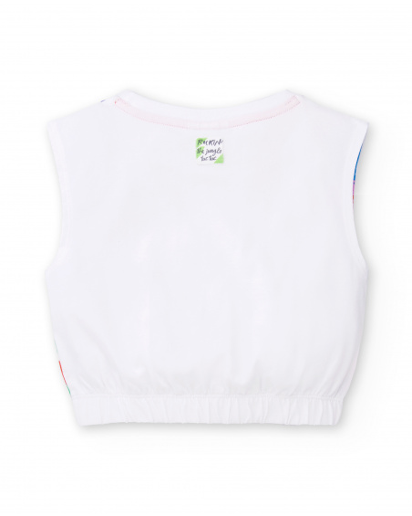 T-shirt fille en maille blanc Collection Rockin The Jungle