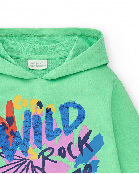Sweat fille peluche vert Collection Rockin The Jungle