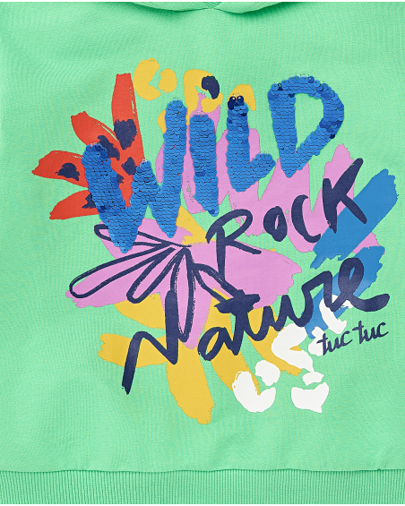 Sweat fille peluche vert Collection Rockin The Jungle