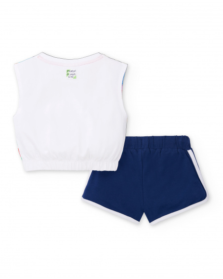 Ensemble fille en maille blanc marine Collection Rockin The