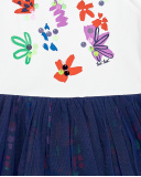 Robe fille en maille tulle blanc marine Collection Rockin The