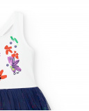 Robe fille en maille tulle blanc marine Collection Rockin The