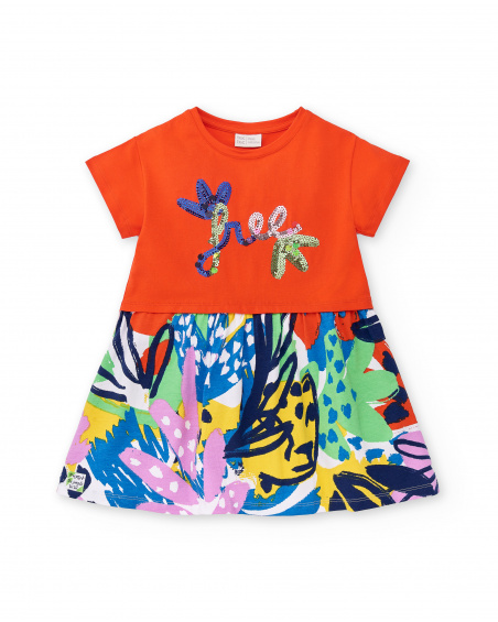 Robe fille en maille imprimée rouge Collection Rockin The Jungle