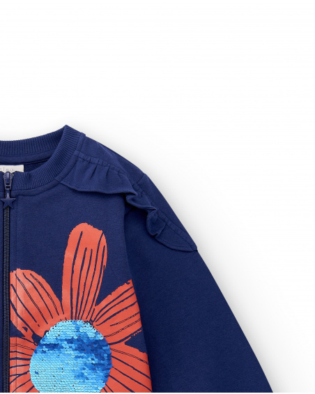 Doudoune fille marine en peluche Collection Rockin The Jungle