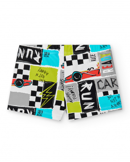 Maillot de bain boxer blanc garçon Collection Race Car