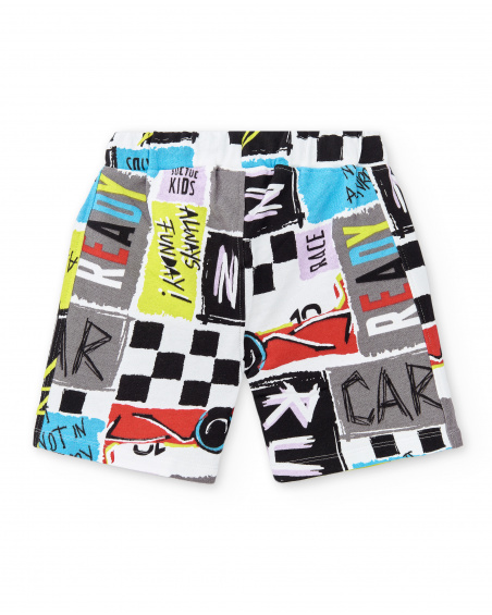 Bermuda garçon imprimé en maille noire Collection Race Car