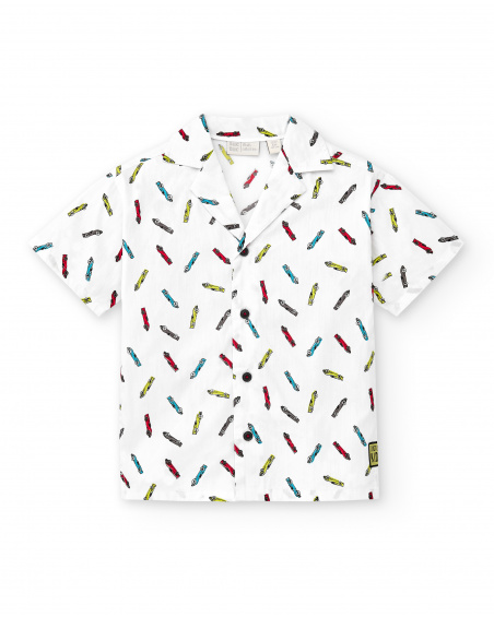 Chemise garçon en popeline blanche Collection Race Car