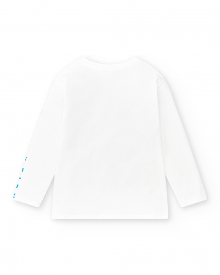 T-shirt long en maille blanc garçon Collection Race Car