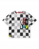 T-shirt garçon en maille noir blanc Collection Race Car