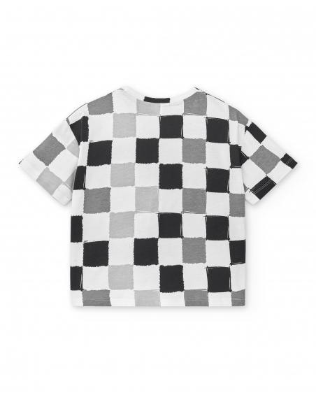 T-shirt garçon en maille noir blanc Collection Race Car