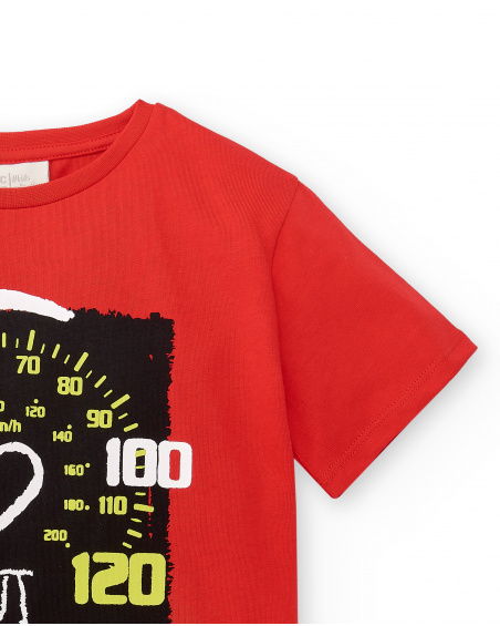T-shirt garçon en maille rouge Collection Race Car