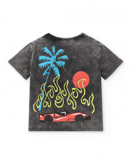 T-shirt garçon gris en maille Collection Race Car