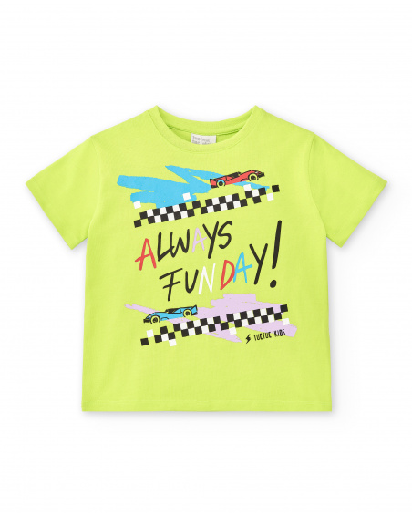 T-shirt garçon en maille vert Collection Race Car