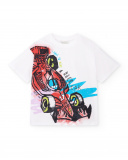 T-shirt garçon en maille blanc Collection Race Car