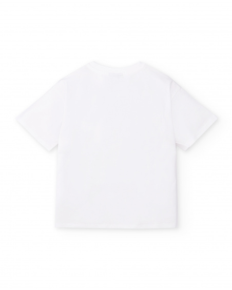 T-shirt garçon en maille blanc Collection Race Car