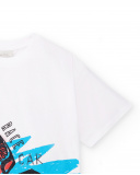 T-shirt garçon en maille blanc Collection Race Car