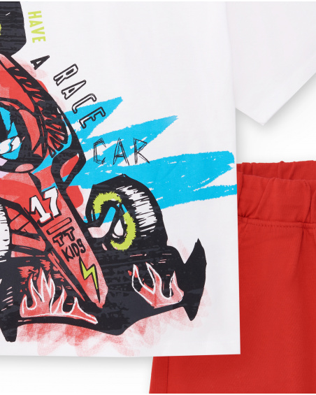 Ensemble tricot garçon rouge blanc Collection Race Car