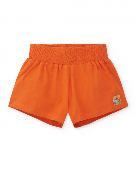 Short fille orange en maille Collection Paradise Beach