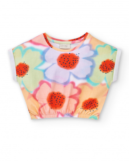 T-shirt top maille orange fille Collection Paradise Beach