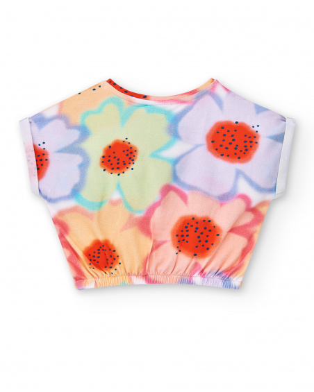 T-shirt top maille orange fille Collection Paradise Beach