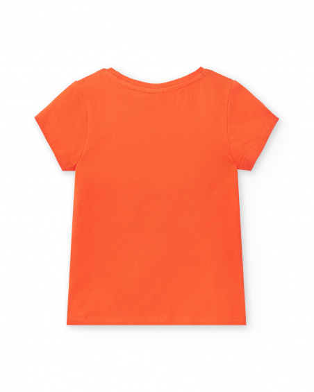T-shirt fille orange en maille Collection Paradise Beach
