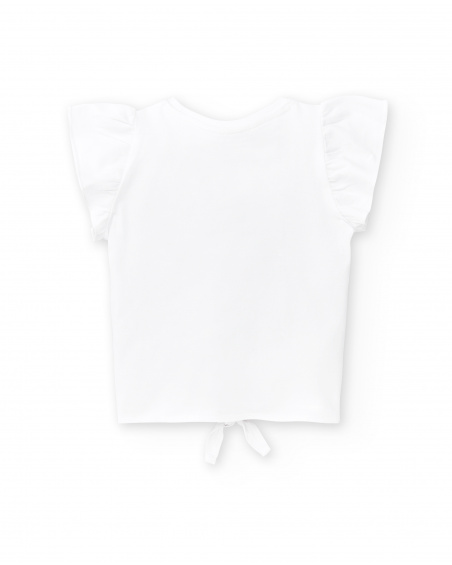 T-shirt fille en maille blanc Collection Paradise Beach