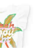 T-shirt fille en maille blanc Collection Paradise Beach