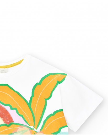 T-shirt top en maille blanc fille Collection Paradise Beach